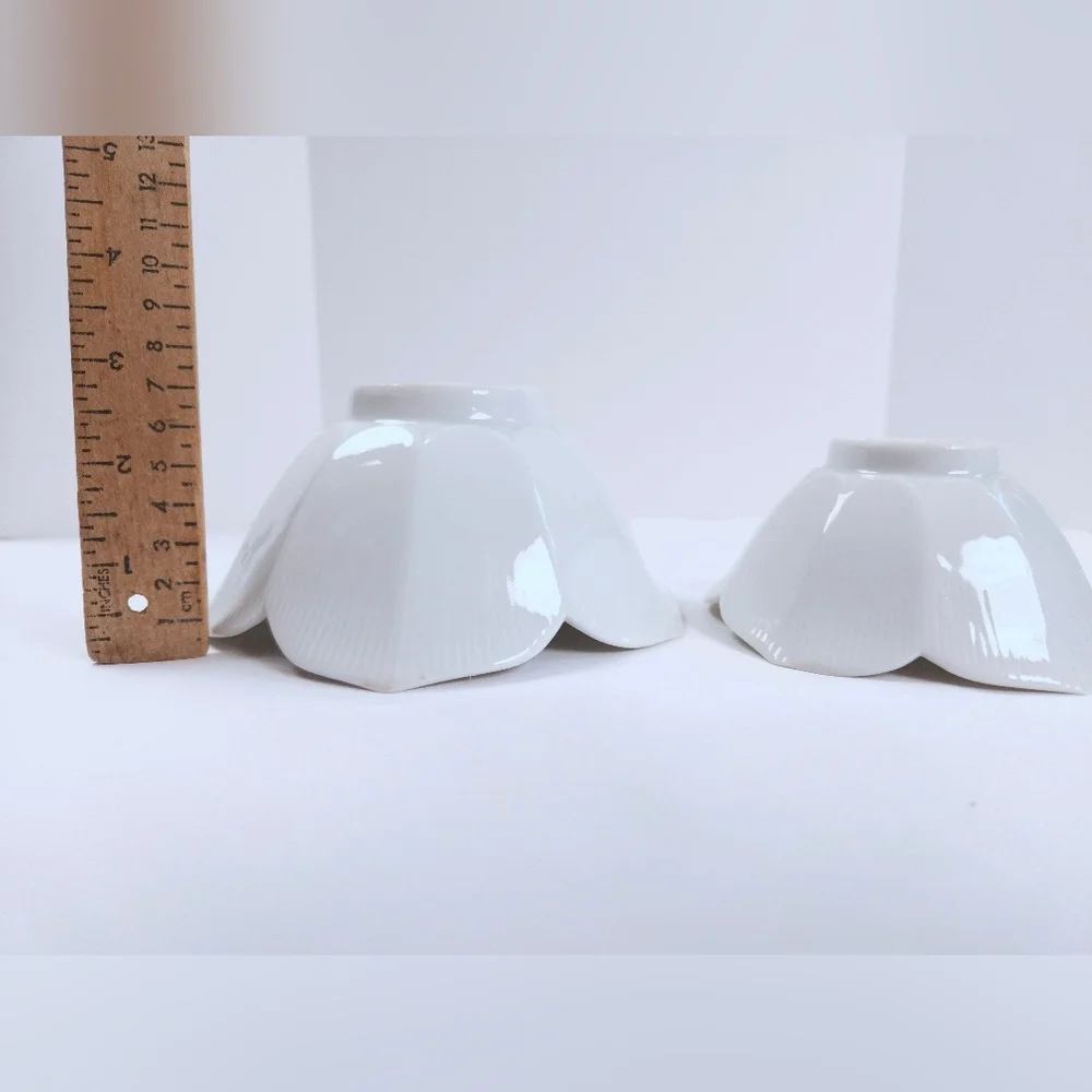 Suzy's Zoo Enesco Set Of 2 Vintage 70s Ceramic White Green Frog Lotus Bowls